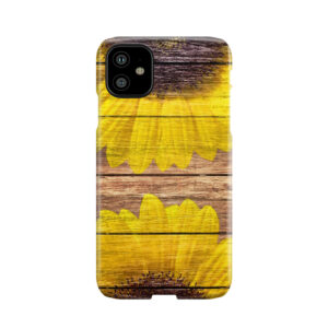 Yellow Sunflowers Rustic Vintage Brown Wood Phone Case