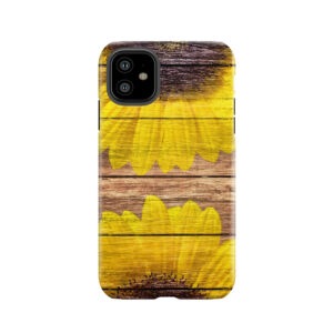Yellow Sunflowers Rustic Vintage Brown Wood Tough Phone Case