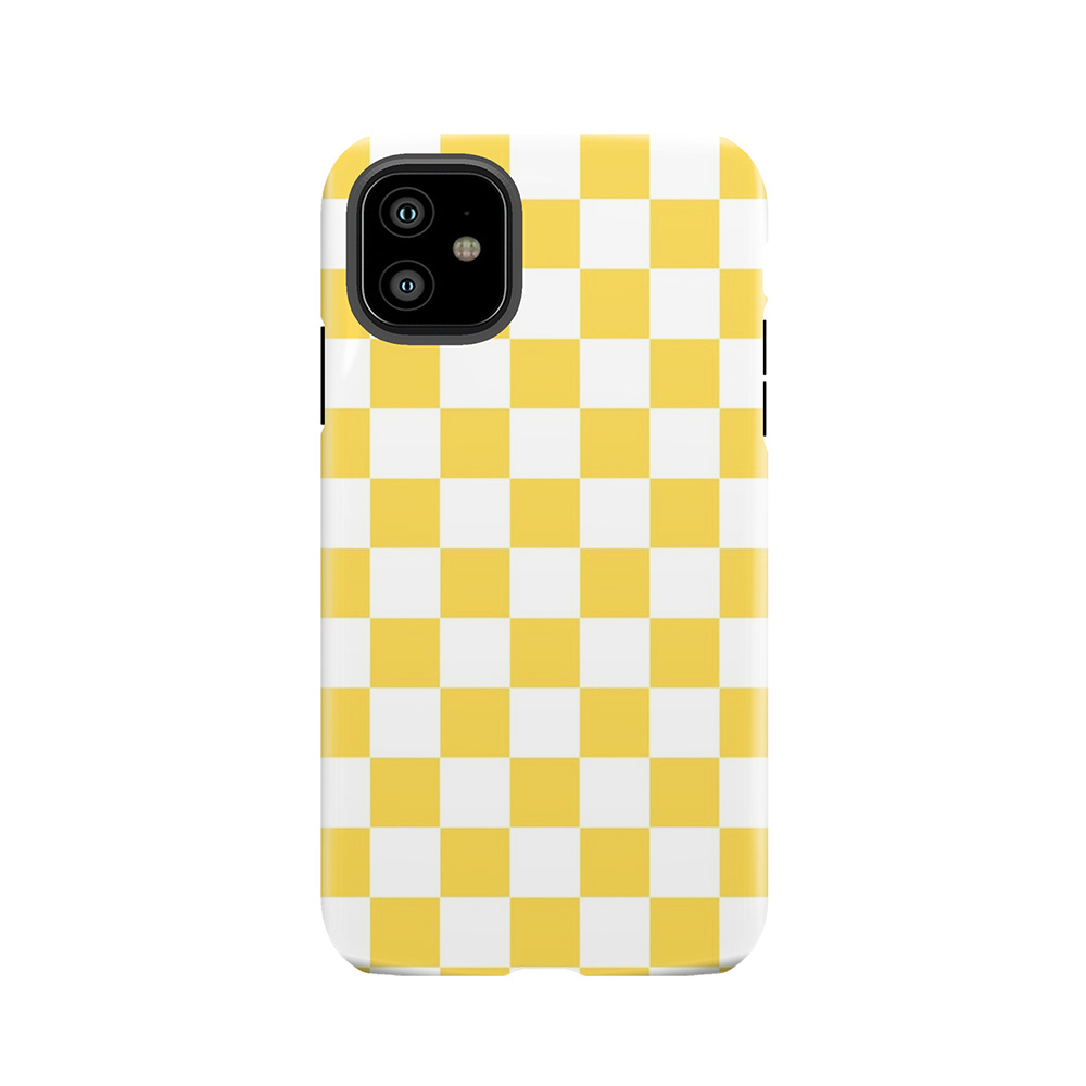 Yellow + White Checkerboard Tough Phone Case