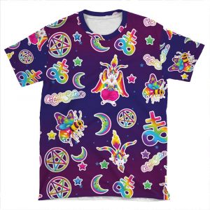 1997 Neon Rainbow Baphomet 2 AOP T-shirt Tee