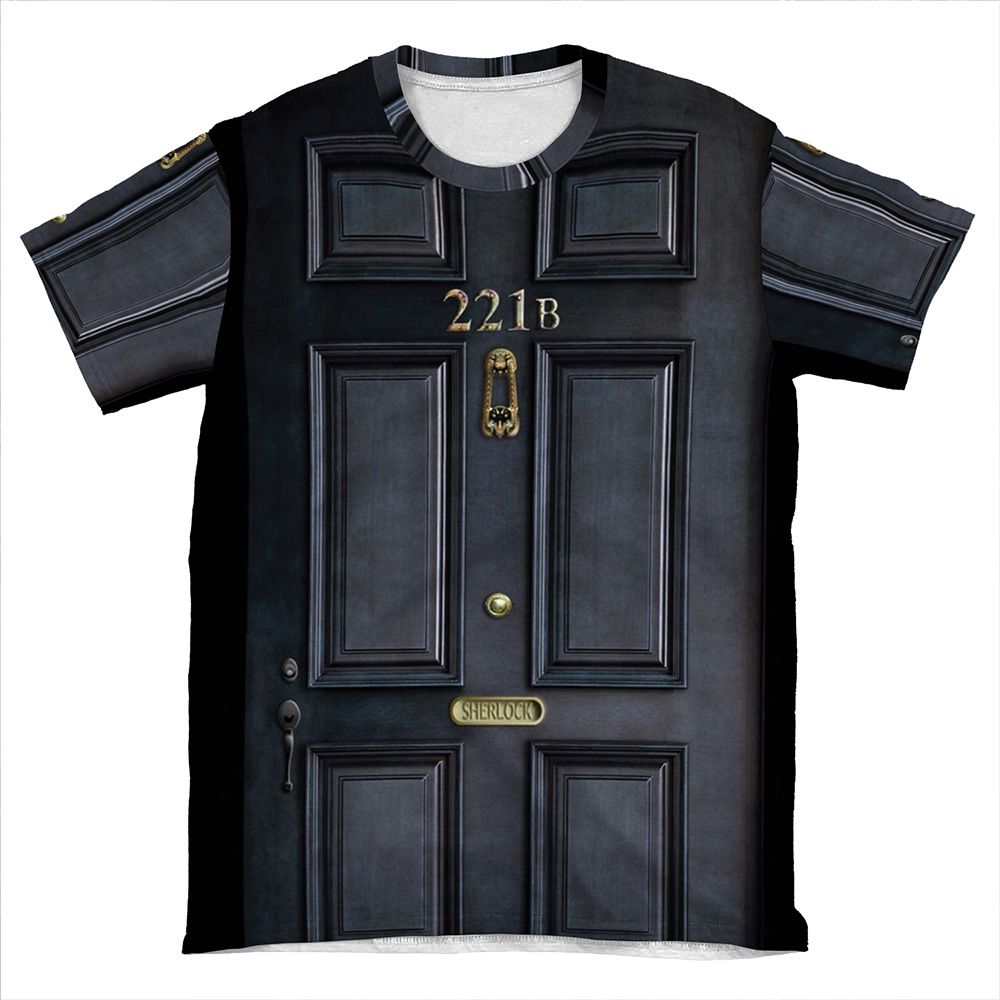 221B Baker Street Black Wood Door AOP T-shirt Tee