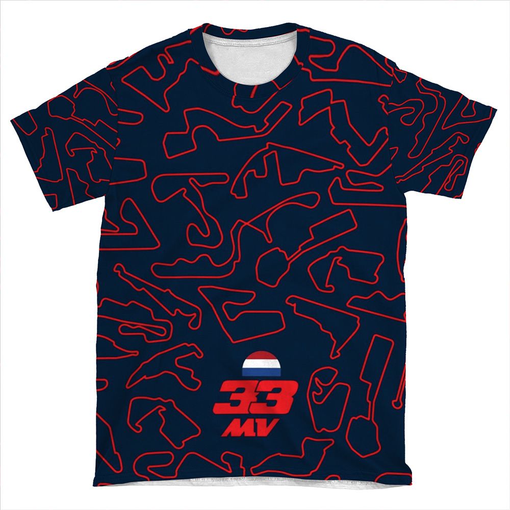 33 Mv - Dark Blue Circuits Pattern AOP T-shirt Tee