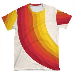 4-Sho - Retro 70S Style Throwback Vibes 1970's Trendy Decor Art Minimalist Rainbow Stripes AOP T-shirt Tee