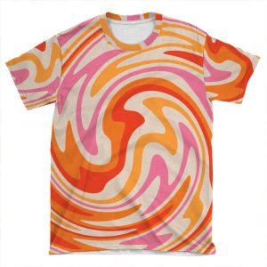 70S Retro Swirl Color Abstract AOP T-shirt Tee