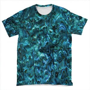 Abalone Shell | Paua Shell | Seashell Patterns | Sea Shells | Cyan Blue Tint | AOP T-shirt Tee