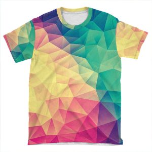 Abstract Polygon Multi Color Cubism Low Poly Triangle Design AOP T-shirt Tee