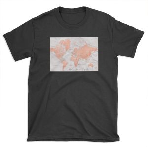Adventure awaits world map in rose gold and marble, "Janine" T-shirt Tee