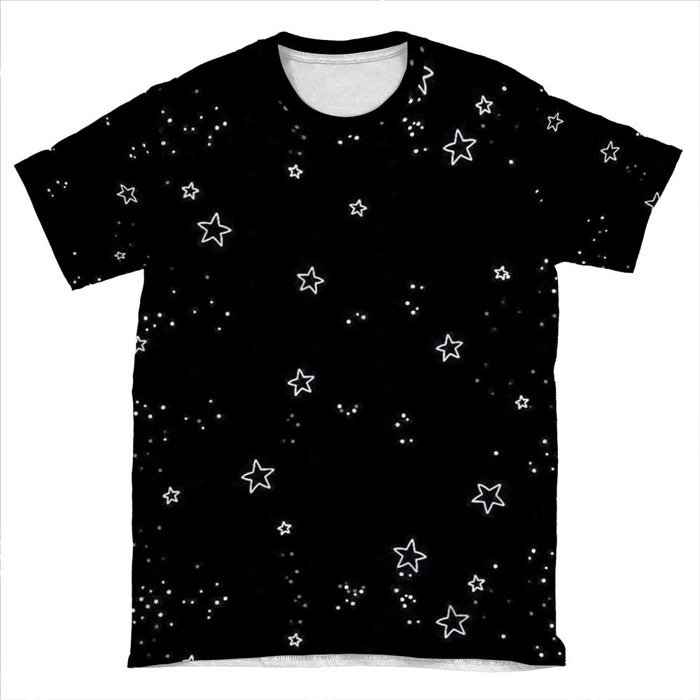 Aesthetic Grunge Teen Wallet Black Stars Quote AOP T-shirt Tee