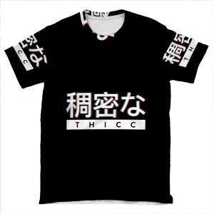 Aesthetic Japanese 'Thicc' Logo AOP T-shirt Tee