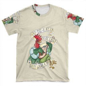 Alan-A-Dale Rooster : Oo-De-Lally Golly What A Day Tattoo Watercolor Painting Robin Hood AOP T-shirt Tee