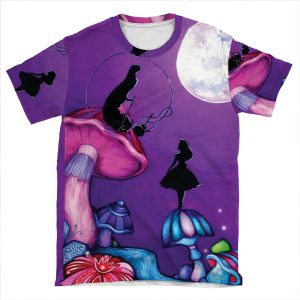 Alice In Wonderland And Caterpillar AOP T-shirt Tee