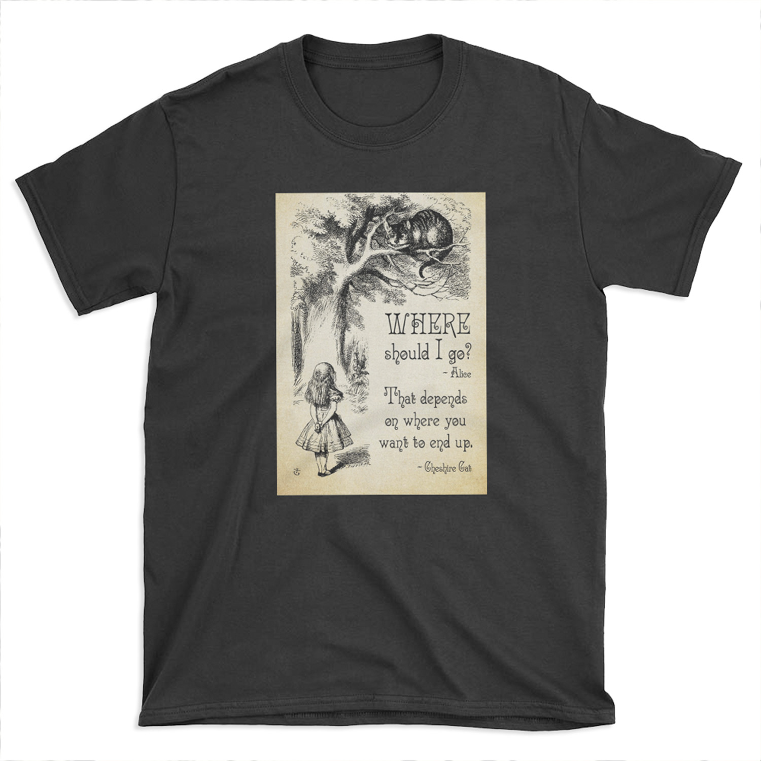 Alice in Wonderland - Cheshire Cat Quote - Where Should I go? - 0118 T-shirt Tee
