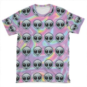 Alien Emoji Holographic Effect AOP T-shirt Tee
