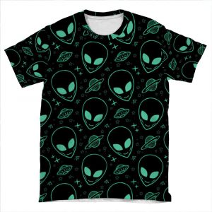 Alien Pattern AOP T-shirt Tee