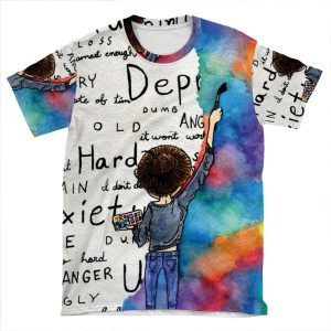 Always Keep Fighting Watercolor Painting (2015) Revamp AOP T-shirt Tee