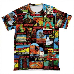 American National Parks Vintage Travel Decal Bomb AOP T-shirt Tee