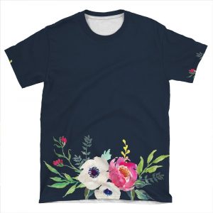 Anemone Peony Watercolor Bouquet AOP T-shirt Tee