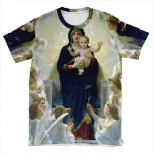 Angels Surrounded Jesus And Mary AOP T-shirt Tee