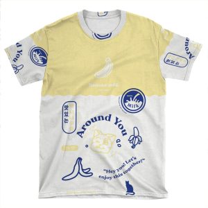 Around You Banana Milk Carton Concept Phone AOP T-shirt Tee