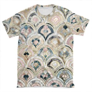 Art Deco Marble Tiles In Soft Pastels AOP T-shirt Tee
