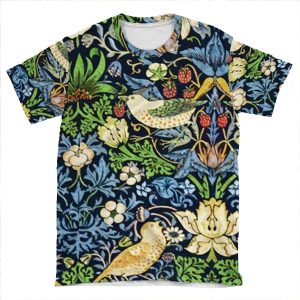 Art Nouveau Bird And Flower Tapestry AOP T-shirt Tee