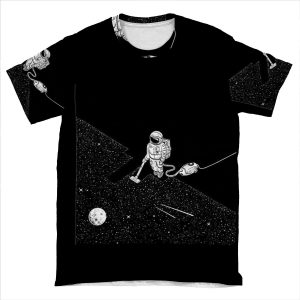 Astronaut Vacuuming The Stars AOP T-shirt Tee