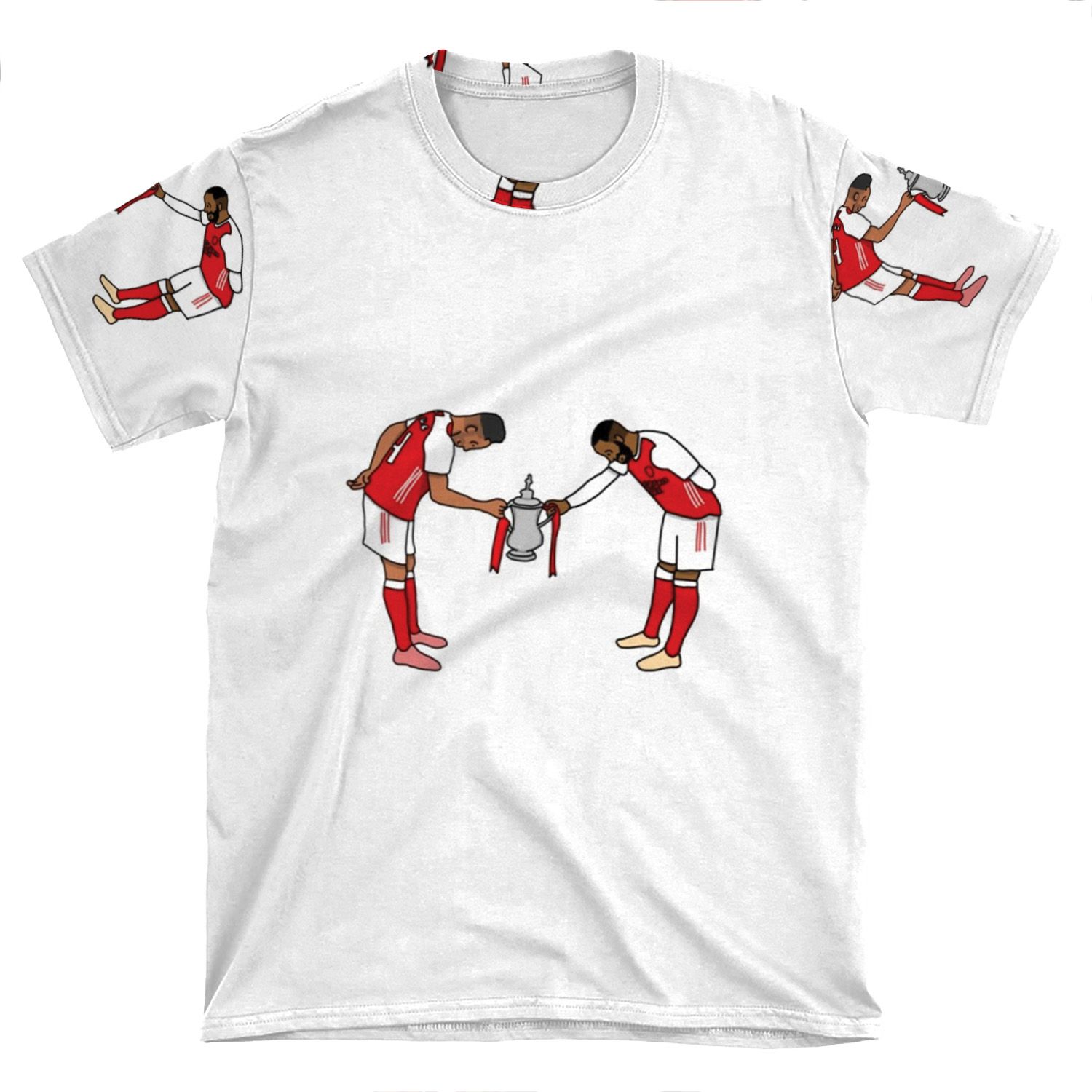 Aubameyang And Lacazette Celebrate Winning The Fa Cup AOP T-shirt Tee