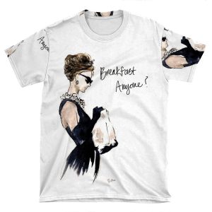 Audrey Hepburn Breakfast, Anyone? AOP T-shirt Tee