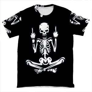 Awesome Middle Finger Skull AOP T-shirt Tee