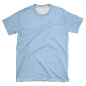Baby Blue Solid Color Decor AOP T-shirt Tee