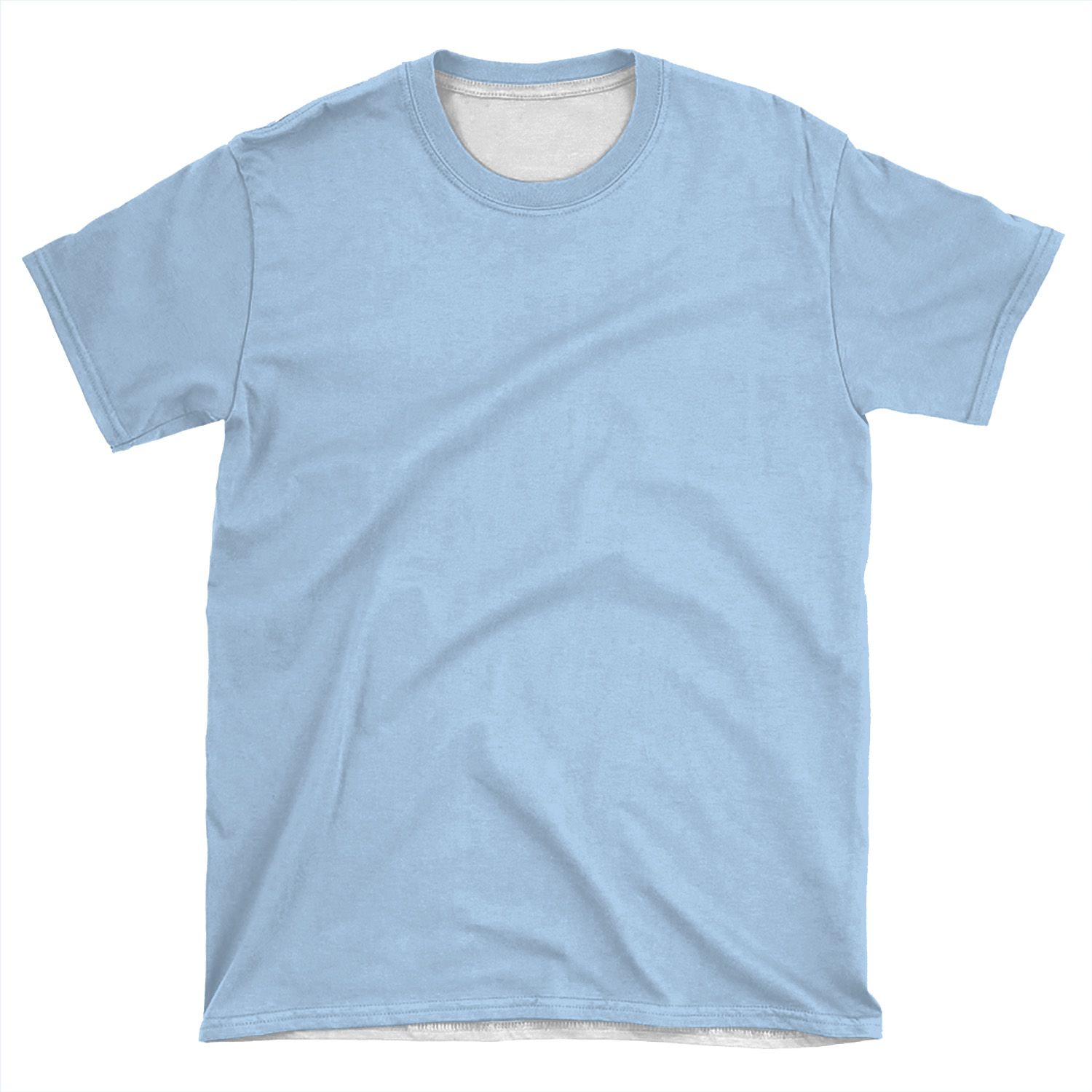 Baby Blue Solid Color Decor AOP T-shirt Tee