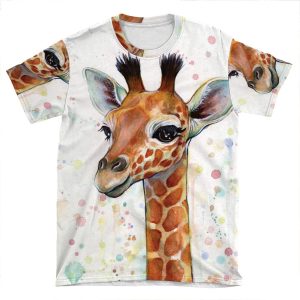 Baby Giraffe Watercolor Painting, Nursery Art AOP T-shirt Tee