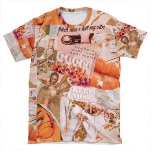 Baby Pink It-Girl Retro Collage AOP T-shirt Tee