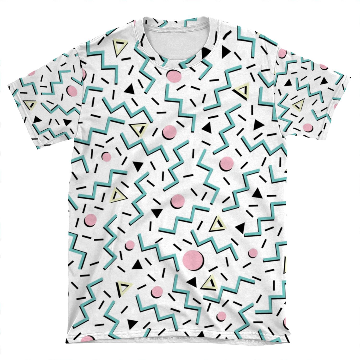 Back To The 80's Eighties, Funky Memphis Pattern Design AOP T-shirt Tee