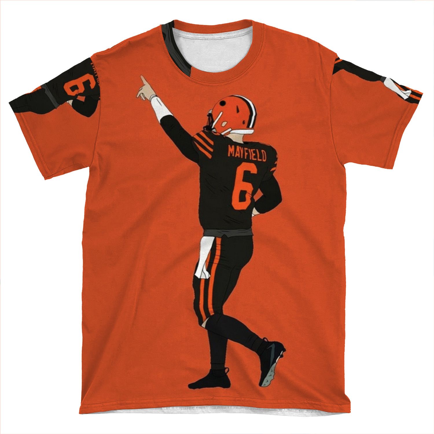 Baker Mayfields Football Orange Poster Back Browns AOP T-shirt Tee