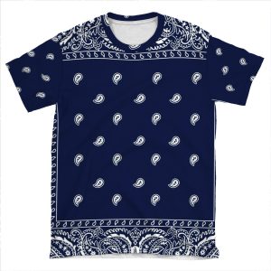 Bandana - Blue - Paisley Bandana AOP T-shirt Tee