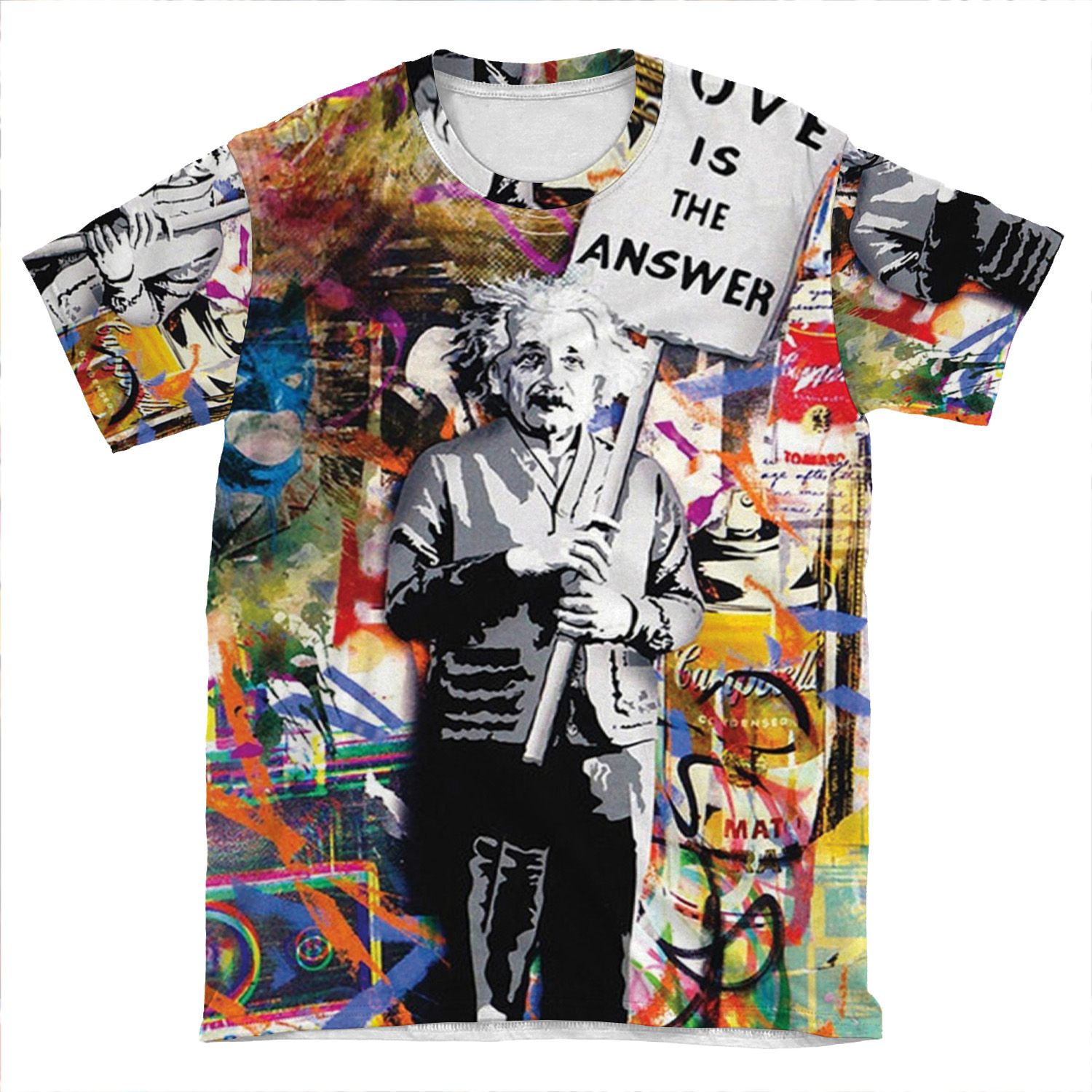 Banksy Albert Einstein Love Is The Answer Graffiti Vibe AOP T-shirt Tee
