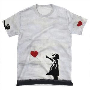 Banksy Girl With Heart Balloon Graffiti Original Wall Street Art Hd High Quality Online Store AOP T-shirt Tee