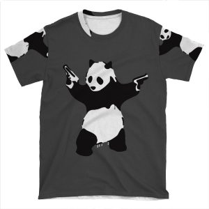 Banksy Pandamonium Armed Panda Artwork, Pandemonium Street Art, Design For Posters, Prints, Tshirts, Men, Women AOP T-shirt Tee
