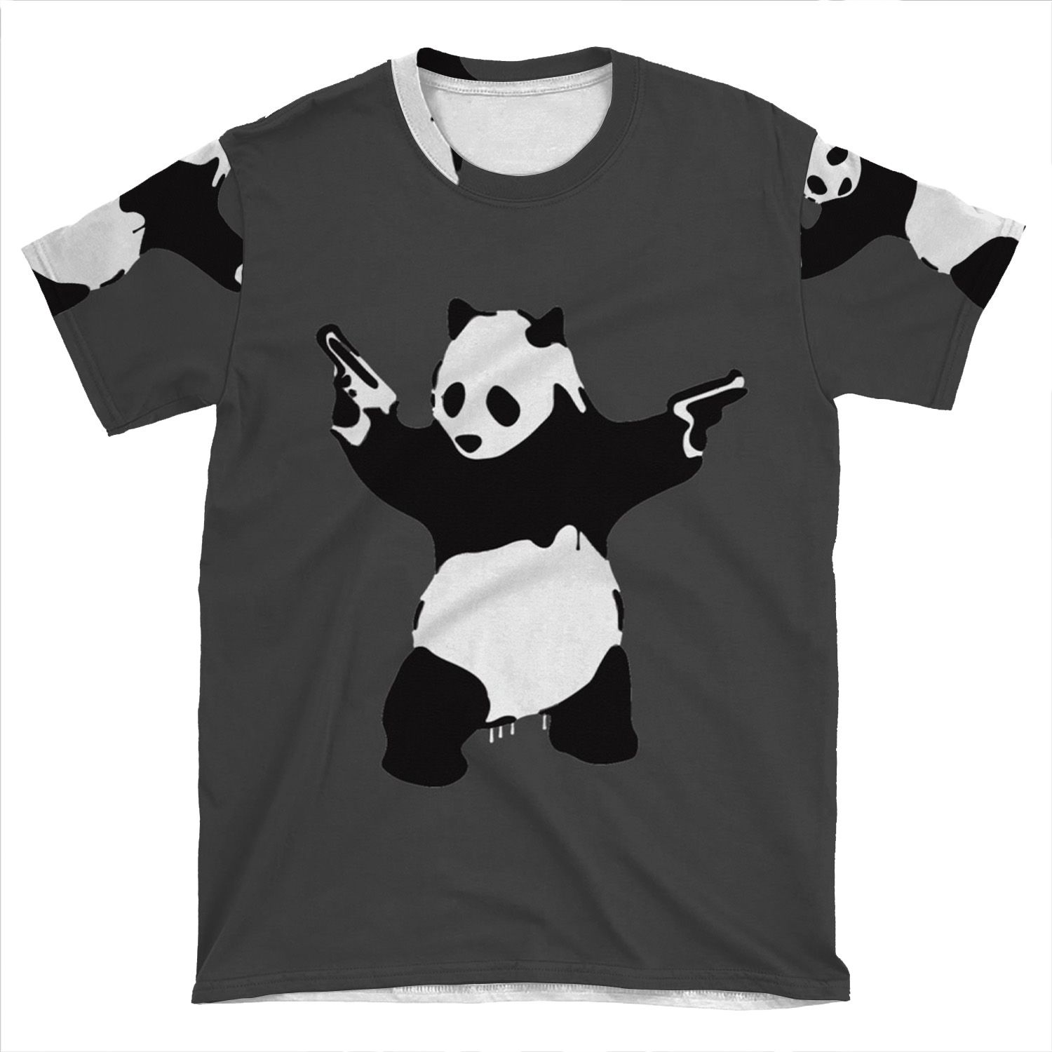 Banksy Pandamonium Armed Panda Artwork, Pandemonium Street Art, Design For Posters, Prints, Tshirts, Men, Women AOP T-shirt Tee