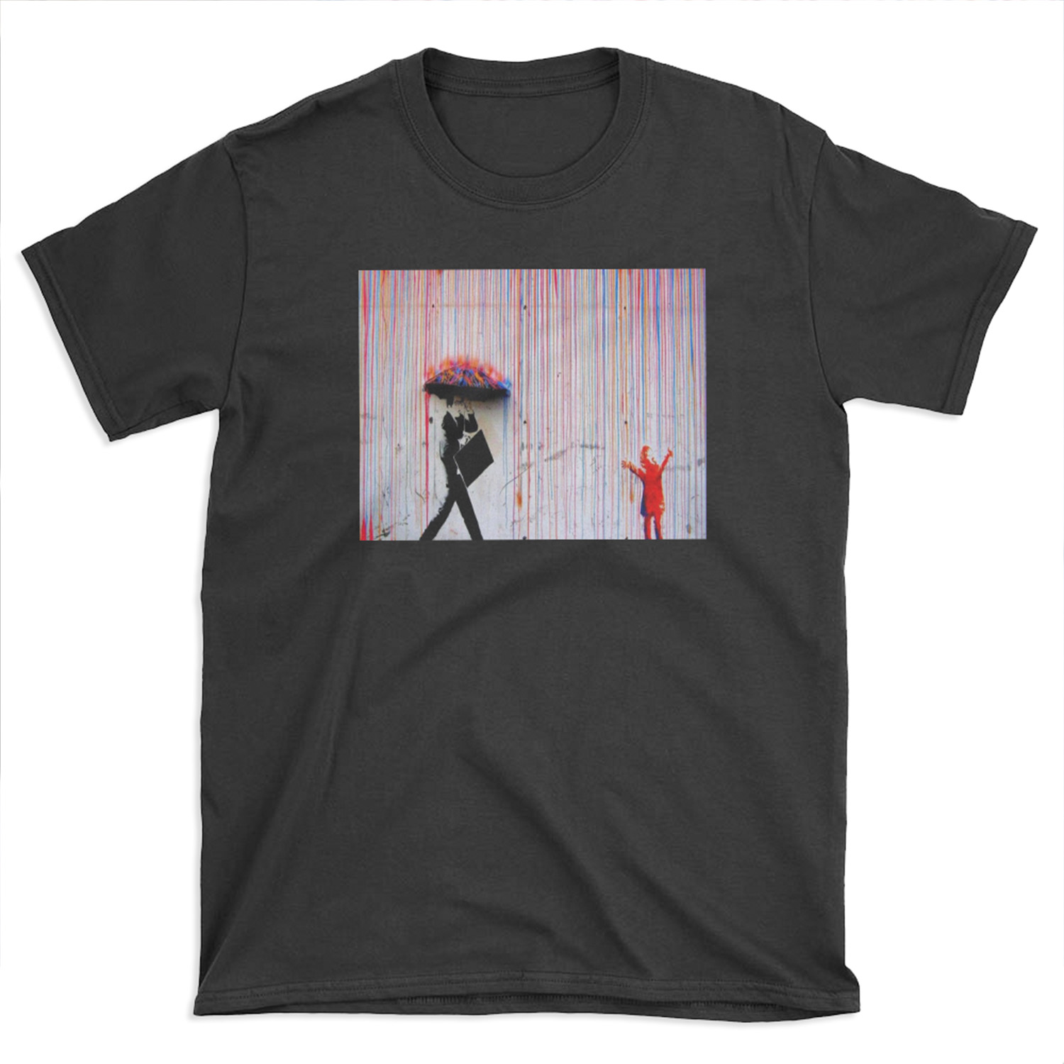 Banksy Rainbow Rain T-shirt Tee