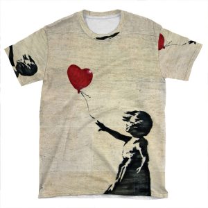 Banksy's Girl With A Red Balloon Iii AOP T-shirt Tee