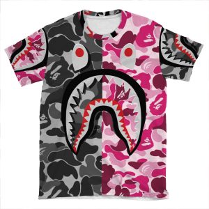 Bape Shark Black And Pink AOP T-shirt Tee