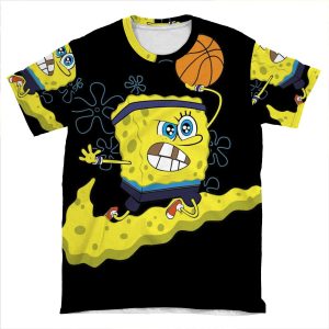 Basketball Spongebob Shirts, Baskeball Fan AOP T-shirt Tee