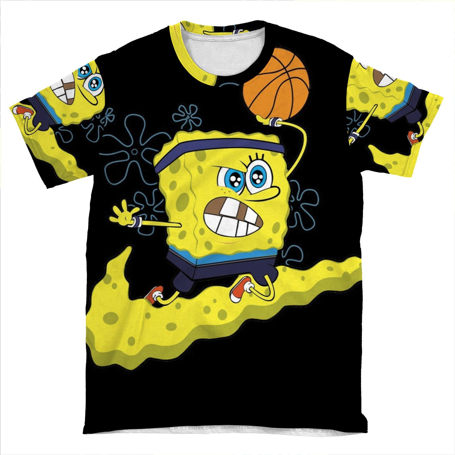 Basketball Spongebob Shirts, Baskeball Fan AOP T-shirt Tee