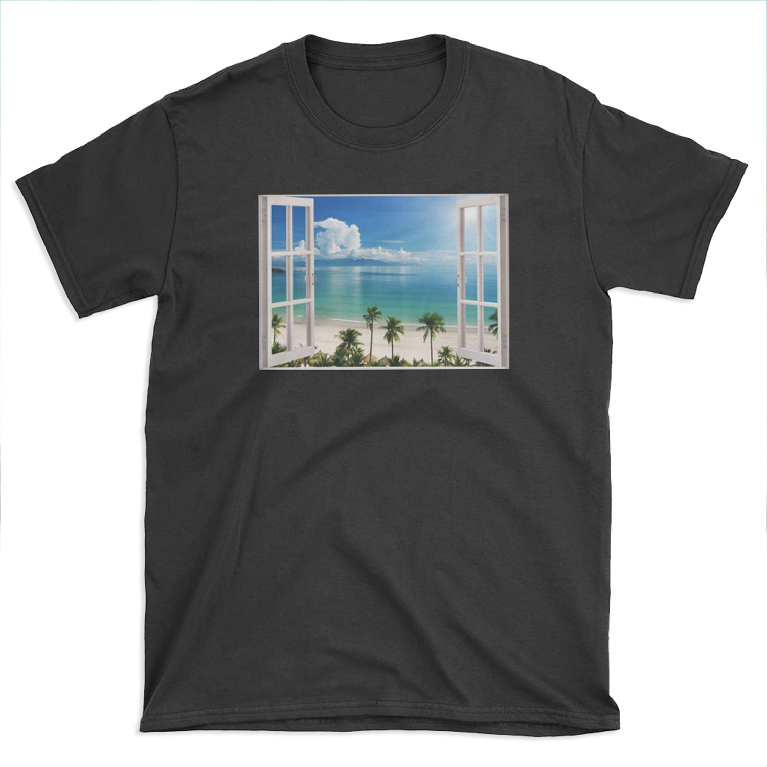 Beach Scene Open Windows T-shirt Tee