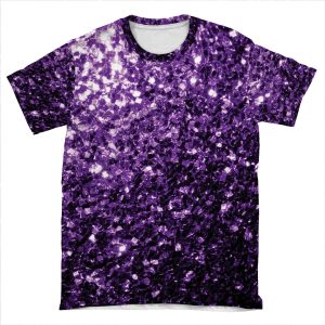 Beautiful Dark Purple Glitter Sparkles AOP T-shirt Tee