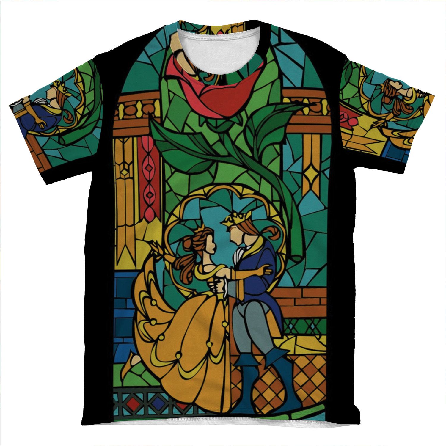 Beauty And The Beast - Stained Glass AOP T-shirt Tee