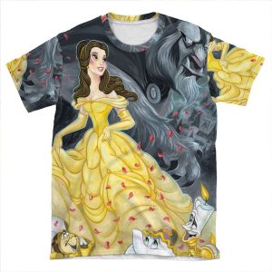 Beauty And The Beast Wallpaper AOP T-shirt Tee
