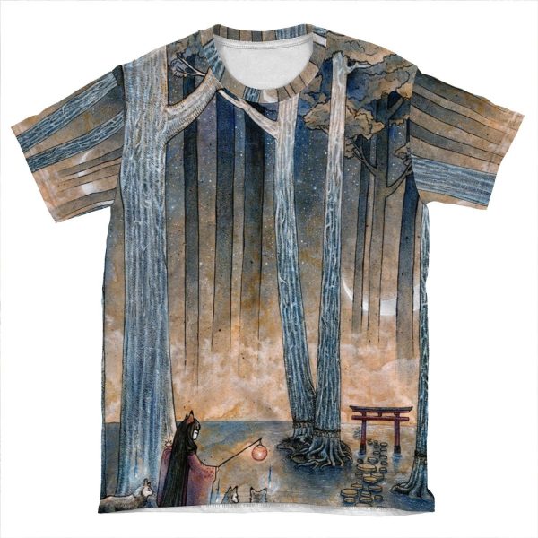 Beginning - Kitsune Fox Yokai Japanese AOP T-shirt Tee